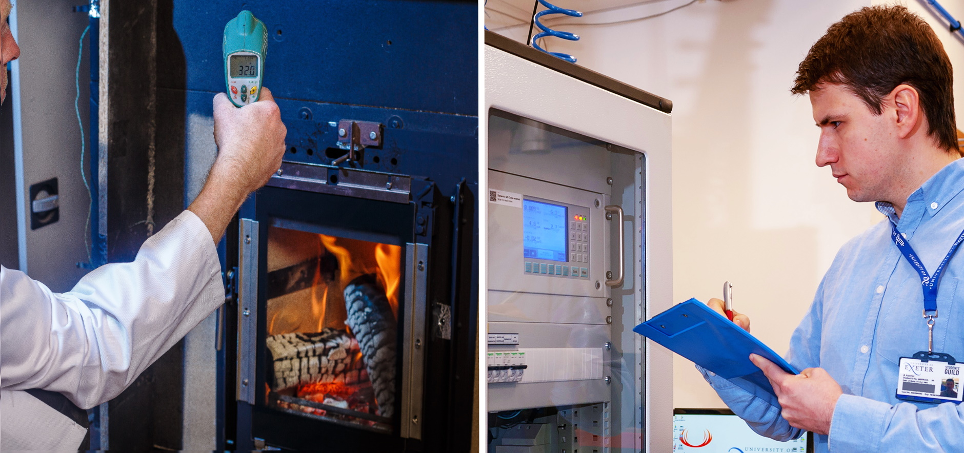 Hunter Stoves engineer inspecting wood burning stove for quality and safety